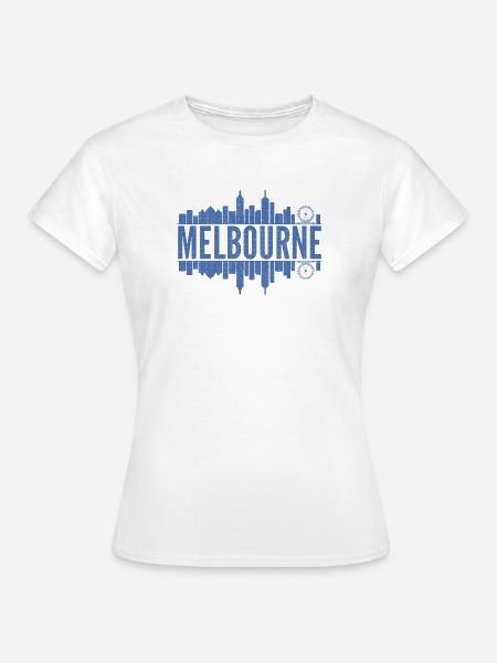 Melbourne Skyline Design Blau - Frauen T-Shirt - Weiß