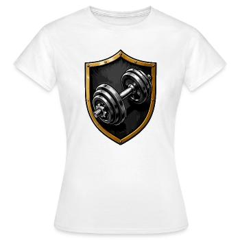 Logo de haltère Shield of Power - T-shirt Femme - blanc - Devant - AI Model Female 172 dark (172cm)