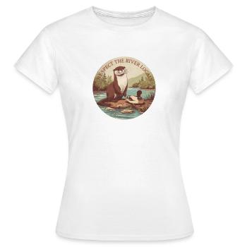 Respectez la rivière, les habitants, la nature de la loutre - T-shirt Femme - blanc - Devant - AI Model Female 172 dark (172cm)