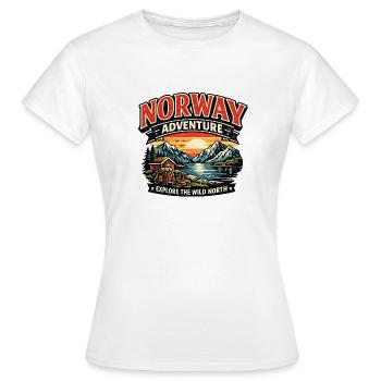 Aventure en Norvège : Coucher de soleil dans le Grand Nord - T-shirt Femme - blanc - Devant - AI Model Female 172 dark (172cm)