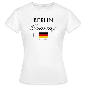 Berlin Germany Coordinates Travel Souvenir - Women's T-Shirt - white - Front - AI Model Female 172 dark (172cm)
