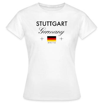 Stuttgart, Germany, coordinates, travel, souvenir - Women's T-Shirt - white - Front - AI Model Female 172 dark (172cm)