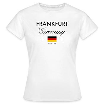 Frankfurt Germany coordinates travel souvenir - Women's T-Shirt - white - Front - AI Model Female 172 dark (172cm)