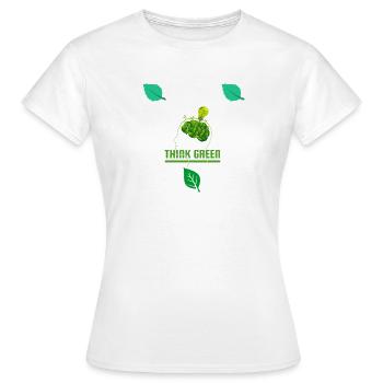 Merci Vert : Bulbe feuillu - T-shirt Femme - blanc - Devant - AI Model Female 172 dark (172cm)