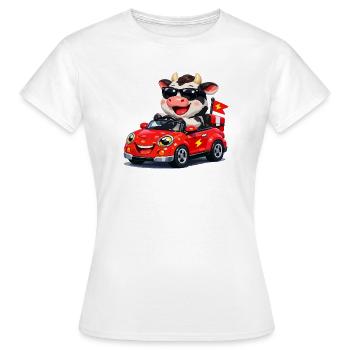 Tough cow in red convertible - Women's T-Shirt - white - Front - AI Model Female 172 dark (172cm)