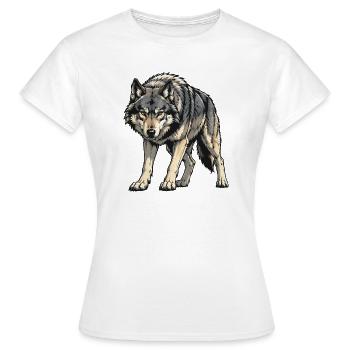 Illustration du Loup Gris - T-shirt Femme - blanc - Devant - AI Model Female 172 dark (172cm)