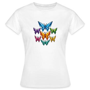 Geometric Butterflies Color Palette - Women's T-Shirt - white - Front - AI Model Female 172 dark (172cm)