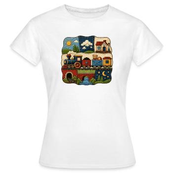 Children's Train Landscape Motif - Women's T-Shirt - white - Front - AI Model Female 172 dark (172cm)