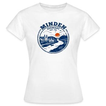 Timbre circulaire vintage de Minden, Allemagne, - T-shirt Femme - blanc - Devant - AI Model Female 172 dark (172cm)