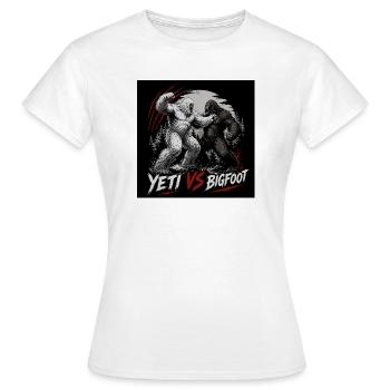 Yéti contre Bigfoot - T-shirt Femme - blanc - Devant - AI Model Female 172 dark (172cm)