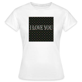 I Love You – Repeated Hearts Pattern - Women's T-Shirt - white - Front - AI Model Female 172 dark (172cm)