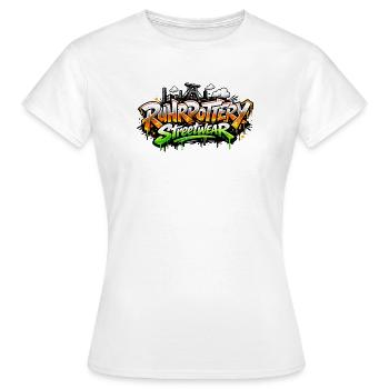 Police en aérosol Graffiti Streetwear - T-shirt Femme - blanc - Devant - AI Model Female 172 dark (172cm)