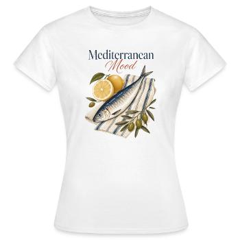 Méditerranée Mood Sardine Méditerranée - T-shirt Femme - blanc - Devant - AI Model Female 172 dark (172cm)