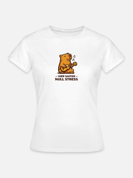 Vier Saiten Null Stress Ukulele Wasserschwein - Frauen T-Shirt - Weiß