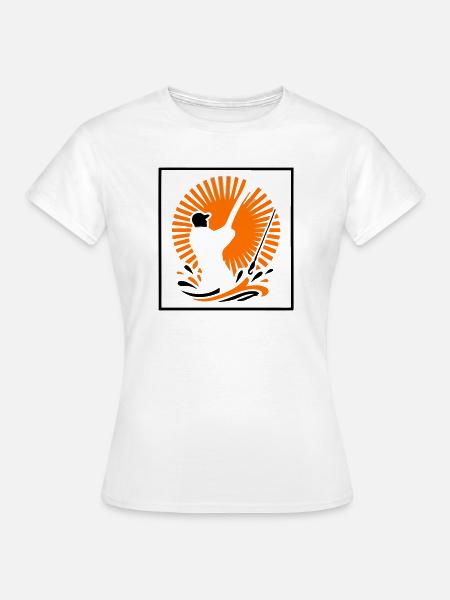 Angler Sonnenuntergang Logo - Frauen T-Shirt - Weiß