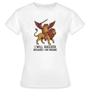 Winged monkey on lion with sword - Women's T-Shirt - white - Front - AI Model Female 172 dark (172cm)