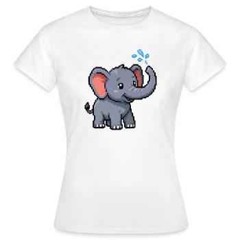 Éléphant de Pixel avec des bulles - T-shirt Femme - blanc - Devant - AI Model Female 172 dark (172cm)