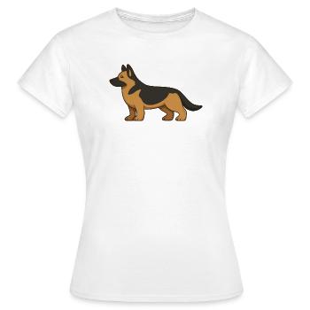 German Shepherd Illustration in Brown and Black - Women's T-Shirt - white - Front - AI Model Female 172 dark (172cm)