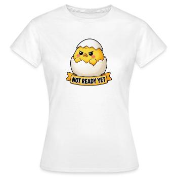 Cute Angry Chick In Egg Shell Cartoon - Women's T-Shirt - white - Front - AI Model Female 172 dark (172cm)