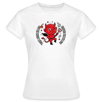 Red Devil Saying - Women's T-Shirt - white - Front - AI Model Female 172 dark (172cm)