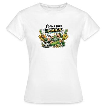 J'match Fête Foot et Bière - T-shirt Femme - blanc - Devant - AI Model Female 172 dark (172cm)