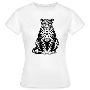 Leopard sitting - Women's T-Shirt - white - Front - AI Model Female 172 dark (172cm)
