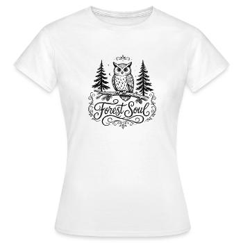 Mystische Eule im Wald - Frauen T-Shirt - Weiß - Vorne - AI Model Female 172 dark (172cm)