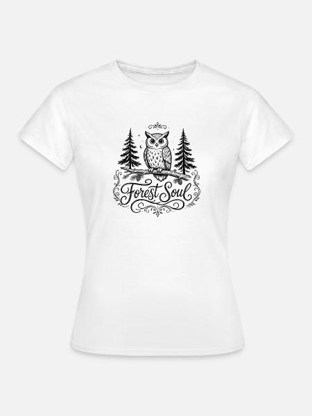 Mystische Eule im Wald - Frauen T-Shirt - Weiß