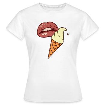 Eis Pop Art Sommer Lippen - Women's T-Shirt - white - Front - AI Model Female 172 dark (172cm)