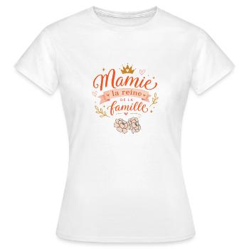 Mamie La Reine De La Famille - Cadeau Mamie - T-shirt Femme - blanc - Devant - AI Model Female 172 dark (172cm)
