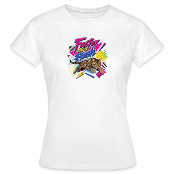 Retro 90s Bengal Cat Sprint - Women's T-Shirt - white - Front - AI Model Female 172 dark (172cm)