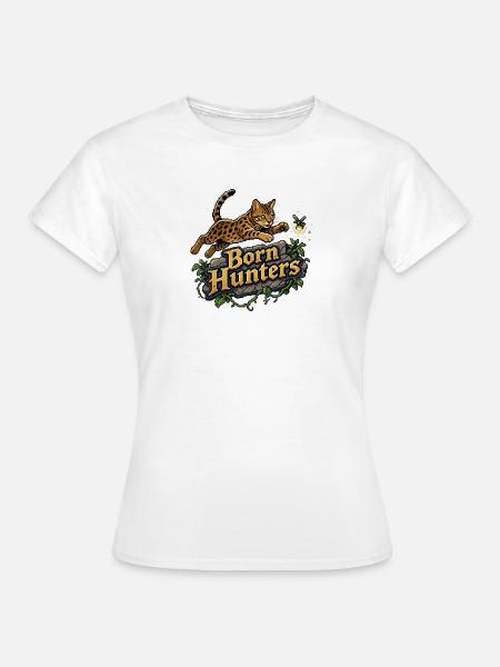 8-Bit Pixel Art Bengal Katze Jagd - Frauen T-Shirt - Weiß