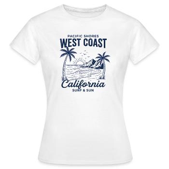 Surf Vintage de la côte ouest de la Californie - T-shirt Femme - blanc - Devant - AI Model Female 172 dark (172cm)