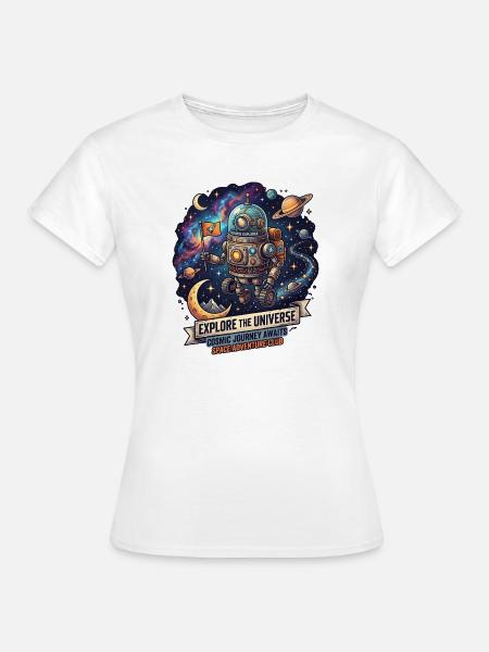 Kosmosabenteuer Roboter-Explorer - Frauen T-Shirt - Weiß