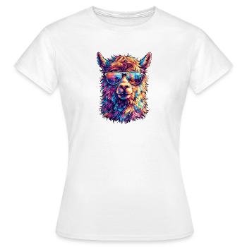 Lama avec des lunettes de soleil fluo - T-shirt Femme - blanc - Devant - AI Model Female 172 dark (172cm)