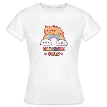 Cute Tabby Cat On The Rainbow Pawsitive Vibes - Women's T-Shirt - white - Front - AI Model Female 172 dark (172cm)