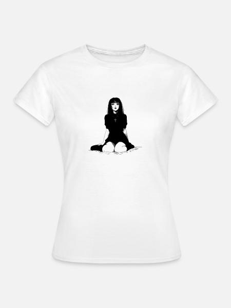 Gothic Maiden im Schwarzkleid Illustration - Frauen T-Shirt - Weiß