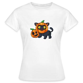 Chat Halloween Citrouille mignonne - T-shirt Femme - blanc - Devant - AI Model Female 172 dark (172cm)