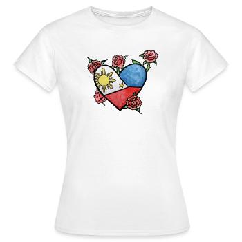 Cœur du drapeau philippin avec des roses - T-shirt Femme - blanc - Devant - AI Model Female 172 dark (172cm)