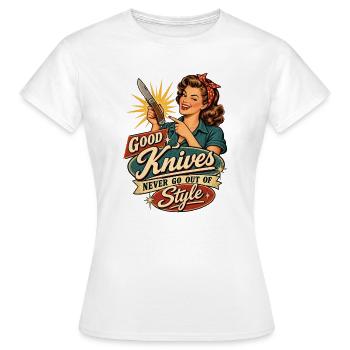 Retro Pinup Knife Style - Women's T-Shirt - white - Front - AI Model Female 172 dark (172cm)
