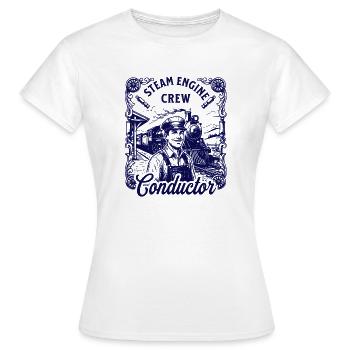 Nostalgia Steam Locomotive Motif - Women's T-Shirt - white - Front - AI Model Female 172 dark (172cm)