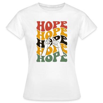 Retro Hope Hope 70s - Women's T-Shirt - white - Front - AI Model Female 172 dark (172cm)
