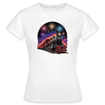 Nuit des feux d’artifice du train à vapeur - T-shirt Femme - blanc - Devant - AI Model Female 172 dark (172cm)