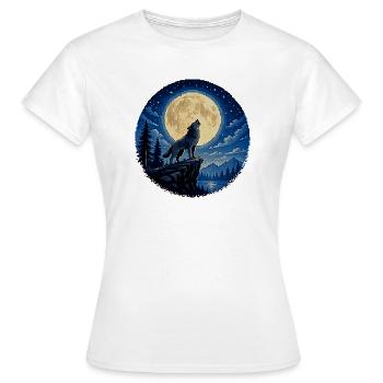 Loup au clair de lune sur la falaise - T-shirt Femme - blanc - Devant - AI Model Female 172 dark (172cm)