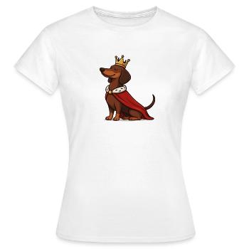 Fier teckel avec couronne – Chien royal - T-shirt Femme - blanc - Devant - AI Model Female 172 dark (172cm)