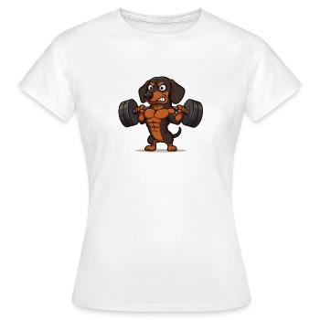 Teckel de fitness – une force forte à la salle de sport - T-shirt Femme - blanc - Devant - AI Model Female 172 dark (172cm)
