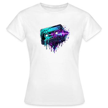 Neon Cassette Glitch Art - Women's T-Shirt - white - Front - AI Model Female 172 dark (172cm)