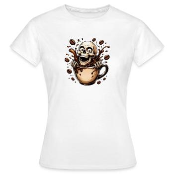 Crâne de café dans une tasse - T-shirt Femme - blanc - Devant - AI Model Female 172 dark (172cm)
