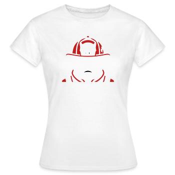 Silhouette du visage du casque de pompier - T-shirt Femme - blanc - Devant - AI Model Female 172 dark (172cm)