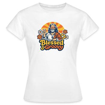 Groovy Jesus Peace - T-shirt Femme - blanc - Devant - AI Model Female 172 dark (172cm)